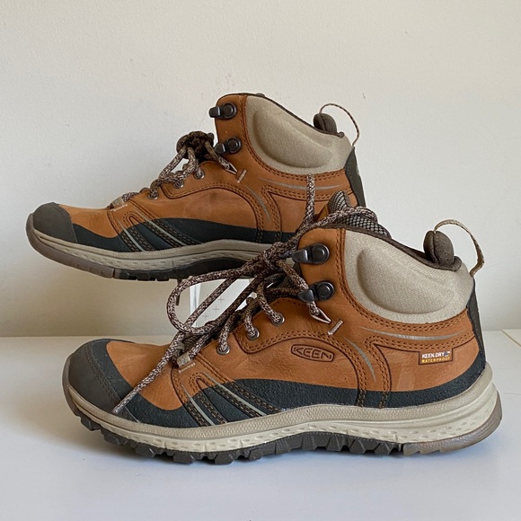 KEEN Womens Leather Hiking Boots Size 6.5US Waterproof Outdoor Boots Orange Gray - Picture 2 of 11